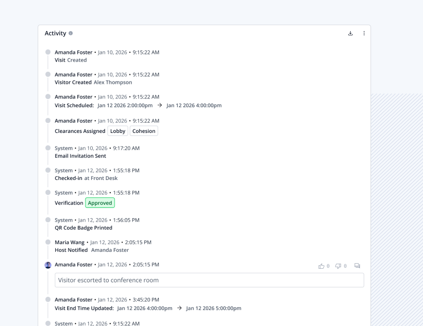 Visit audit trail