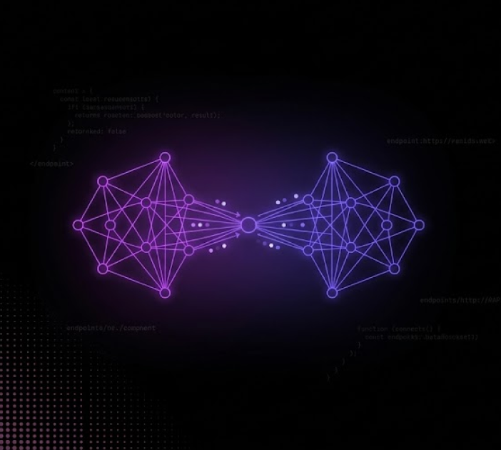 Two connected data networks representing an MCP connection between a chatbot and Savvy's data