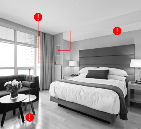 Guest room set up with connected services across the space