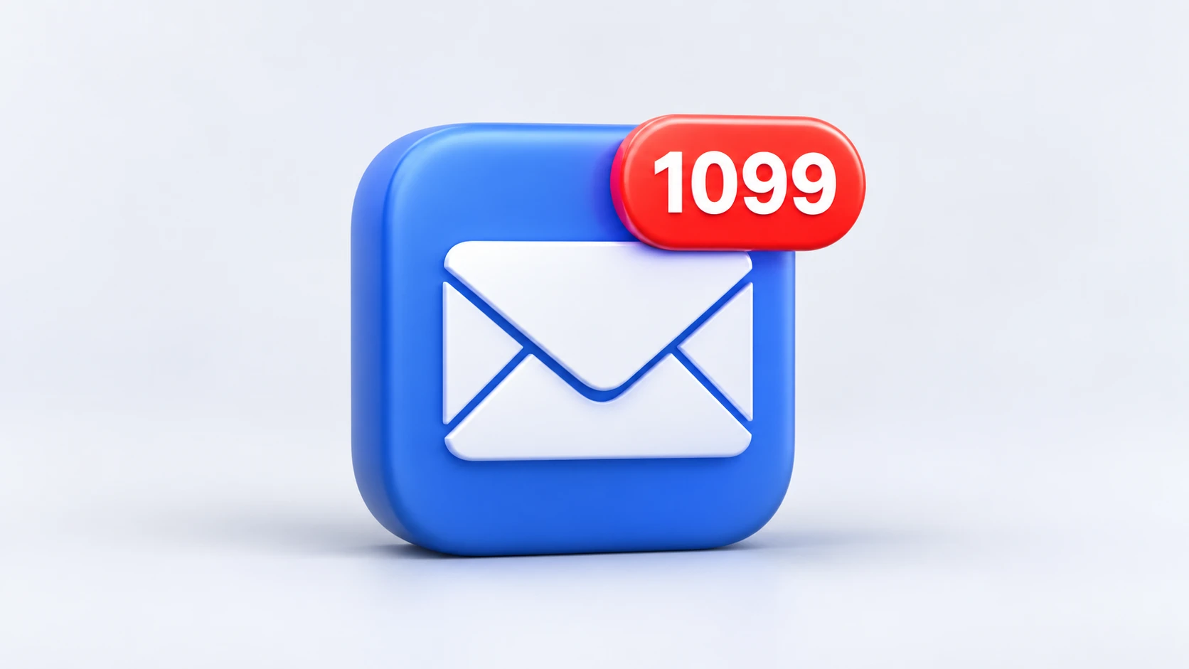 Blue email app icon with a red badge showing 1,099 unread messages