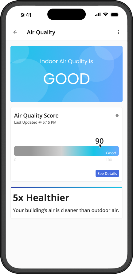 Cohesion app: air quality, events, inspections, and work order screens