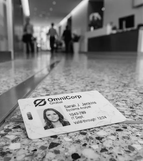 A lost plastic keycard on the ground