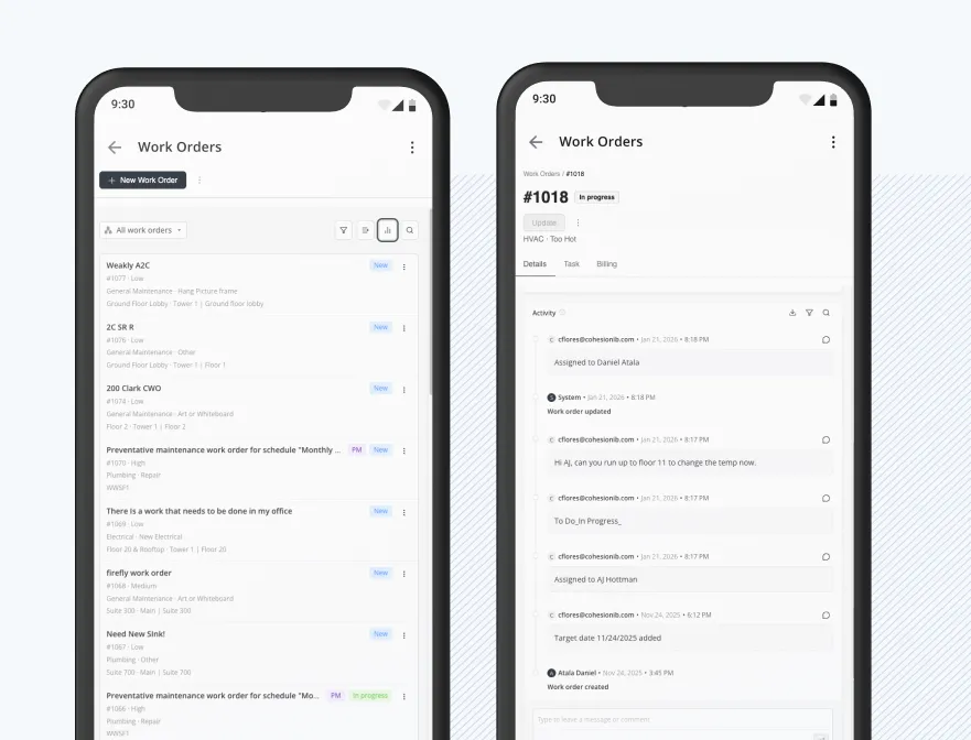 Mobile work order + tenant messaging